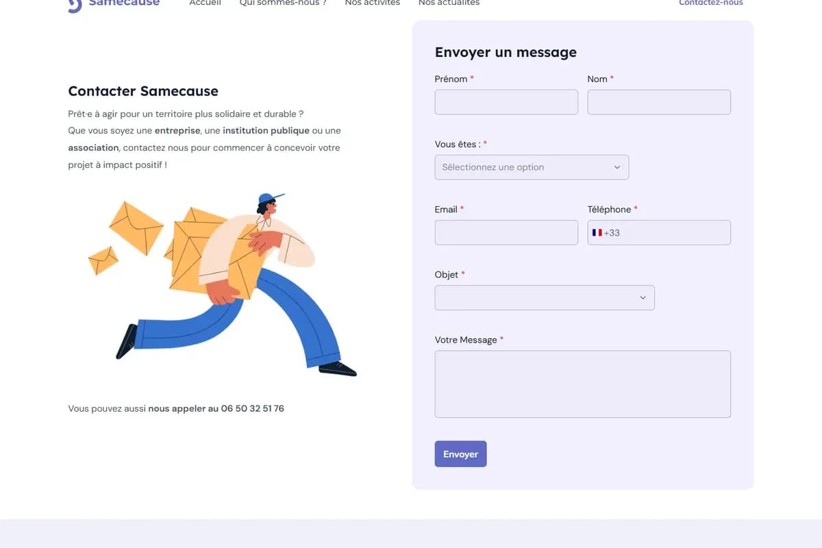 Page Contact du site Samecause