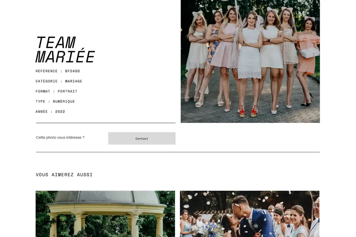 Single Page du site Motaphoto