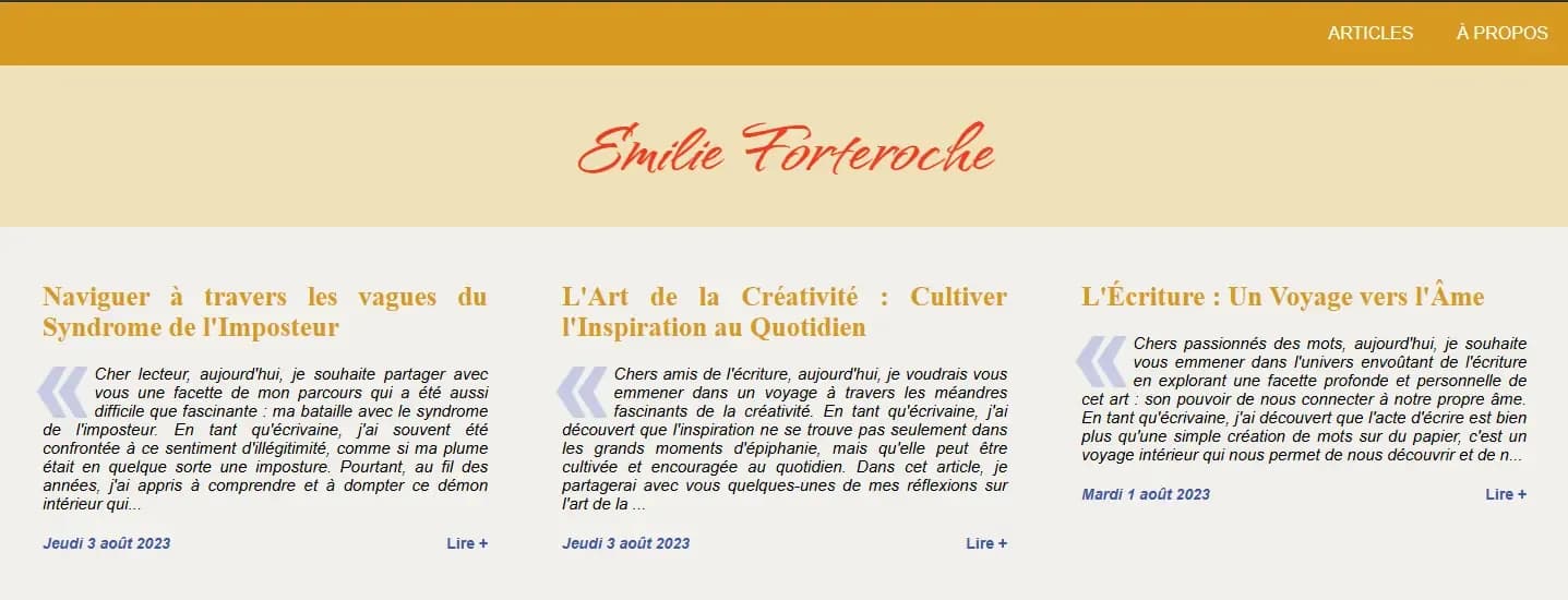 Hero du projet Emilie