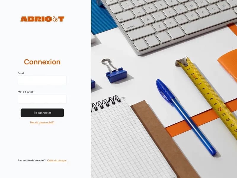 Page de connexion du projet Abricot
