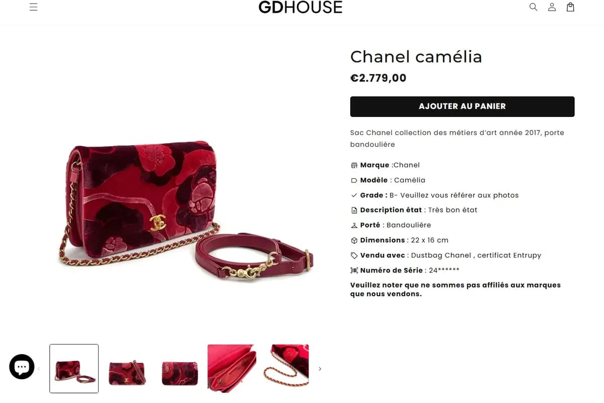 Page produit du site GD House