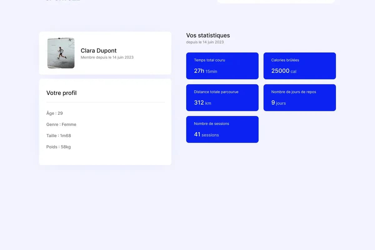 Page profil de SportSee