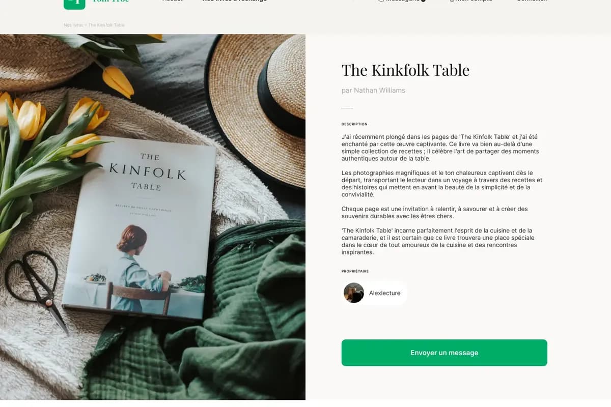 Page single livre du projet TomTroc